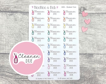 Cleaner Due Planner Stickers - Cleaning Planner Stickers - Housework Stickers - Chore Stickers - Functional Planner Stickers
