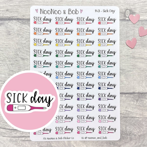 Sick Day Script Planner Stickers - Sick Leave Stickers - Day Off Planner Stickers - Health Stickers - Sickness Stickers