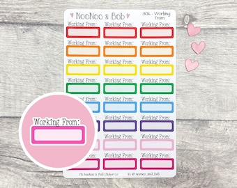 Working From Quarter Box Planner Stickers - Meeting Planner Stickers - Appointment Planner Stickers - Functional Planner Stickers