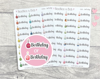 Birthday Cupcake Planner Stickers - Birthday Planner Stickers - Header stickers - Journal Stickers - Functional Planner Stickers
