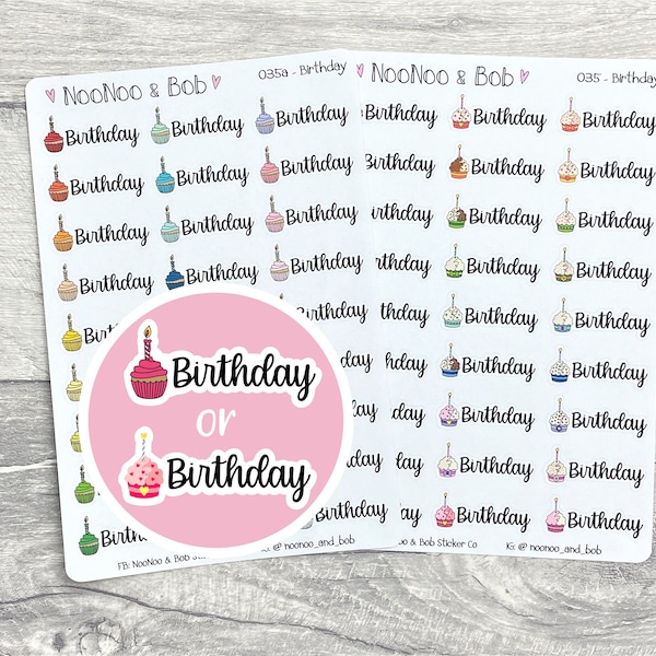 Birthday Cupcake Planner Stickers - Birthday Planner Stickers - Header stickers - Functional Planner Stickers