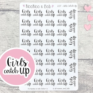 Adesivos de planejador de meninas Catch Up - Adesivos de planejador de reunião feminina - Adesivos de cabeçalho - Adesivos de planejador funcional