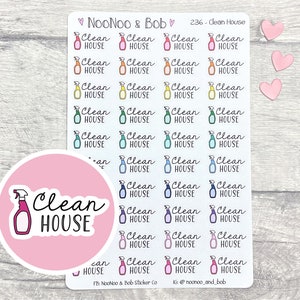 Clean House Planner Stickers - Cleaning Planner Stickers - Housework Stickers - Chore Stickers - Functional Planner Stickers