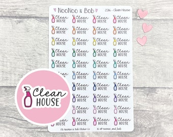 Clean House Planner Stickers - Cleaning Planner Stickers - Housework Stickers - Chore Stickers - Functional Planner Stickers