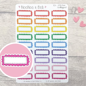 Doodle Scalloped Quarter Box Planner Stickers - Doodle Planner Stickers - Journal Stickers - Calendar Stickers - Functional Planner Stickers