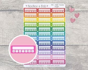 Habit Tracker Quarter Box Planner Stickers - Box Planner Stickers - Functional Planner Stickers