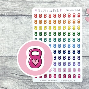 Kettlebell Weight Planner Stickers - Workout Stickers - Fitness Planner Stickers - Journal Stickers - Exercise Stickers