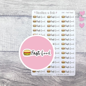 Stickers fastfoodplanner - stickers hamburger - afhaalmaaltijden plannerstickers - junkfoodstickers - dagboekstickers