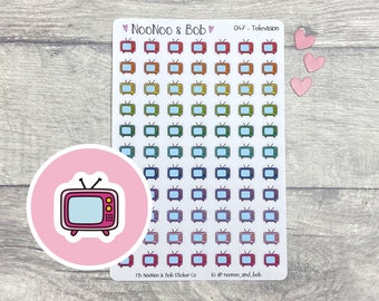 Televisiepictogram plannerstickers - tv-plannerstickers - televisiestickers - tv-programmastickers - dagboekstickers