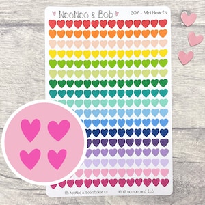 Mini adesivi per planner a forma di cuore - Adesivi a forma di cuore - Adesivi minuscoli per planner - Adesivi per planner con icona - Adesivi per diario - Adesivi con punti elenco