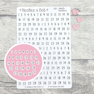Stickers maandnummerplanner - kalenderstickers - datumomslagen - maandstickers - functionele plannerstickers