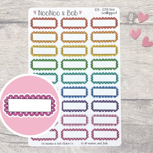 Doodle Double Scalloped Quarter Box Planner Stickers - Doodle Planner Stickers - Functional Planner Stickers