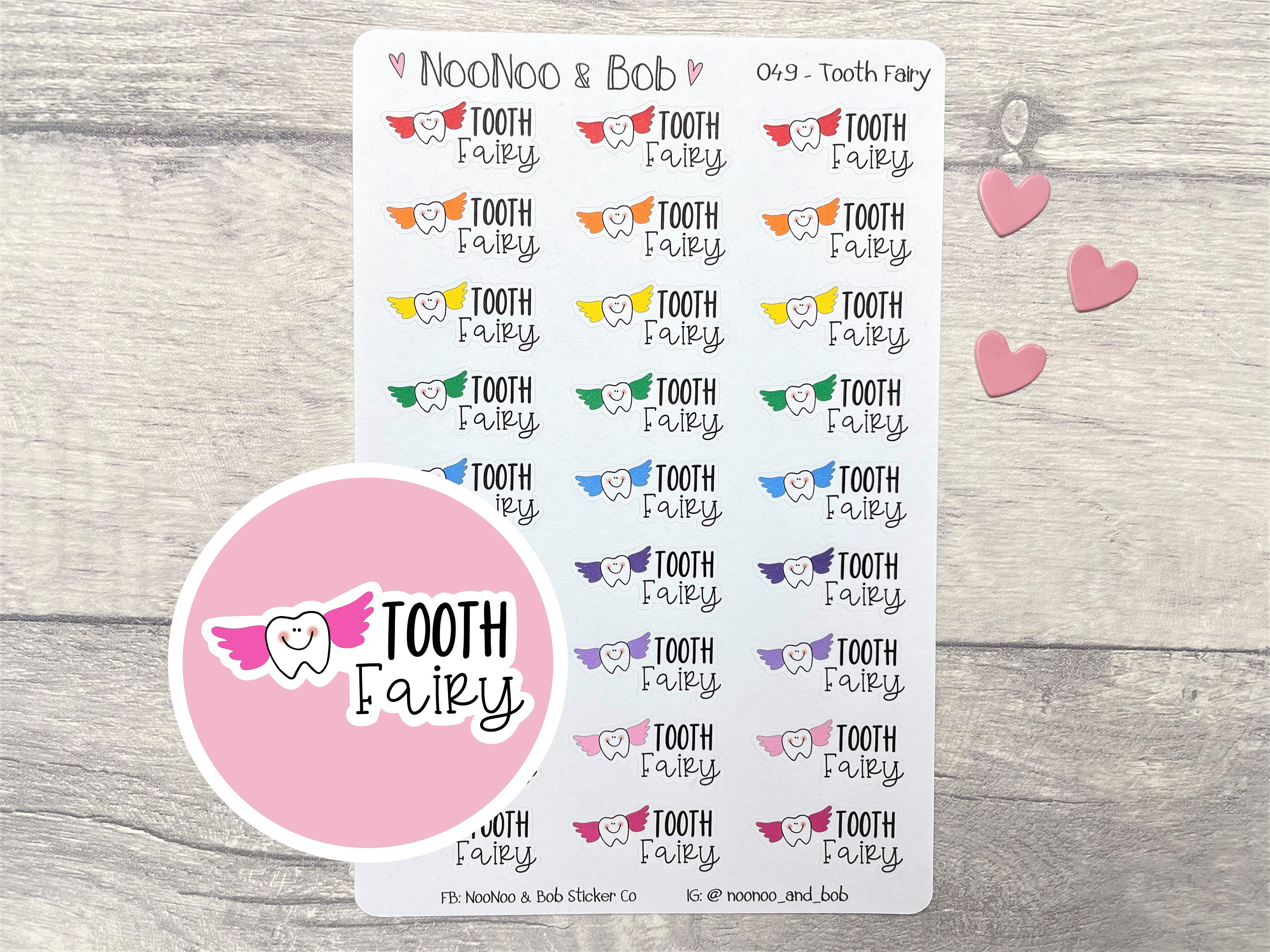 Tooth In Script Tooth Fairy Script Planner Stickers - Tooth Fairy Stickers - Functional ...