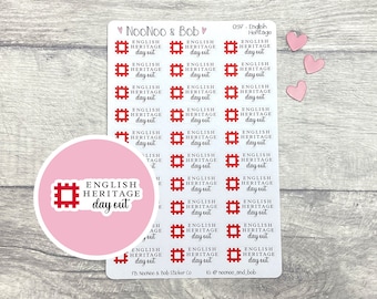 Pegatinas para planificadores de excursiones de un día de la herencia inglesa - Pegatinas para planificadores del Reino Unido - Pegatinas para excursiones - Pegatinas para diarios - Pegatinas para encabezados