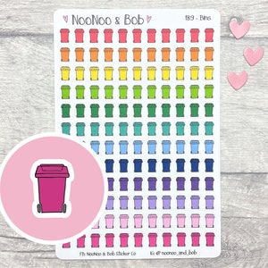 Wheelie Bin Planner Stickers - Rubbish Bin - Bin Day - UK Planner Stickers - Trash Stickers - Garbage stickers - Functional Planner Stickers