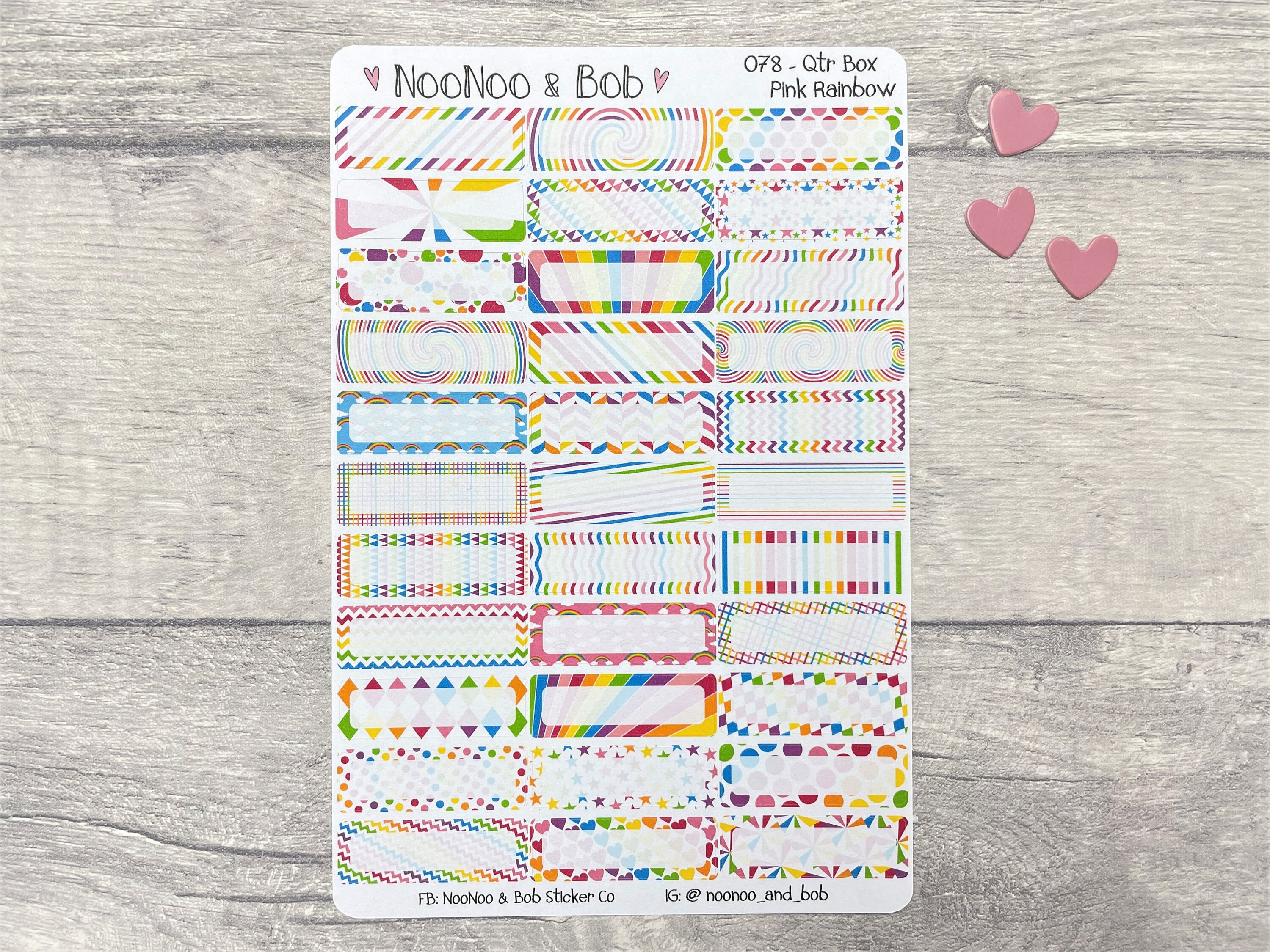 Pink Rainbow Pattern Quarter Box Planner Stickers - Box Planner ...