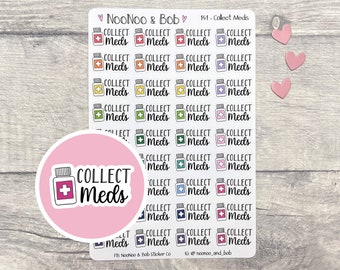 Collect Meds Script Planner Stickers - Medication Stickers - Medication Reminder Stickers - Functional Planner Stickers