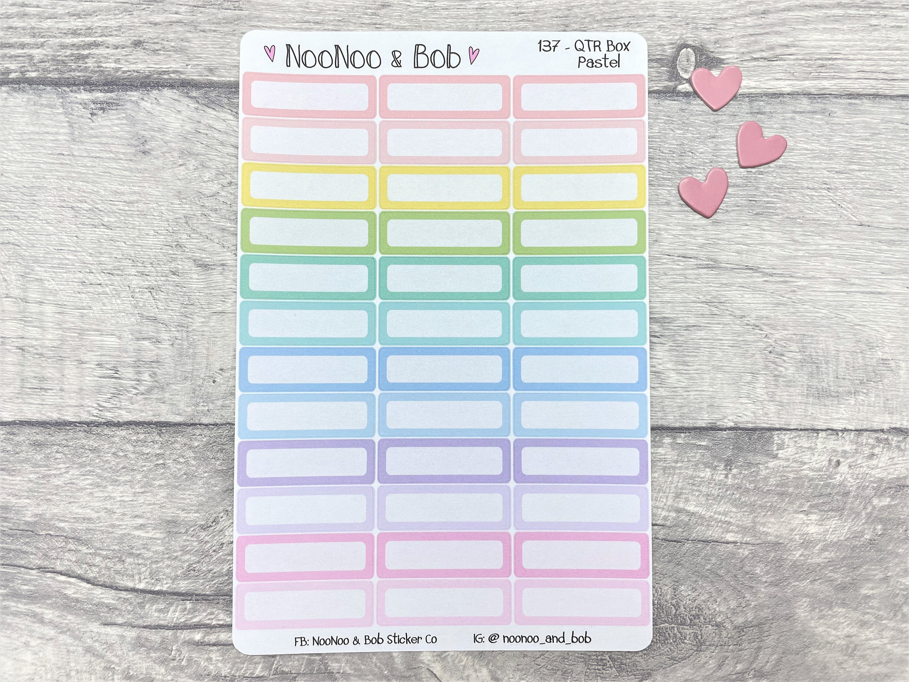 Pastel Rainbow Quarter Box Planner Stickers - Box Planner Stickers ...