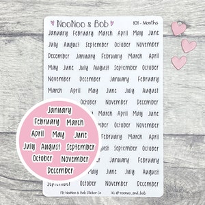 Adesivi per pianificatori dei mesi dell'anno - Adesivi per calendario - Copertine per date - Adesivi per mesi - Adesivi per pianificatori funzionali