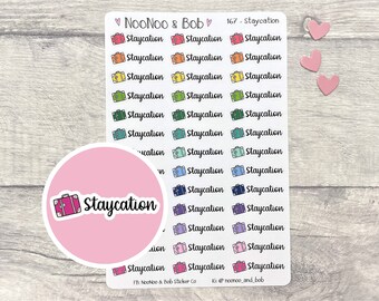 Staycation Script Planner Stickers - Holiday Planner Stickers - Travel Planner Stickers - Functional Planner Stickers