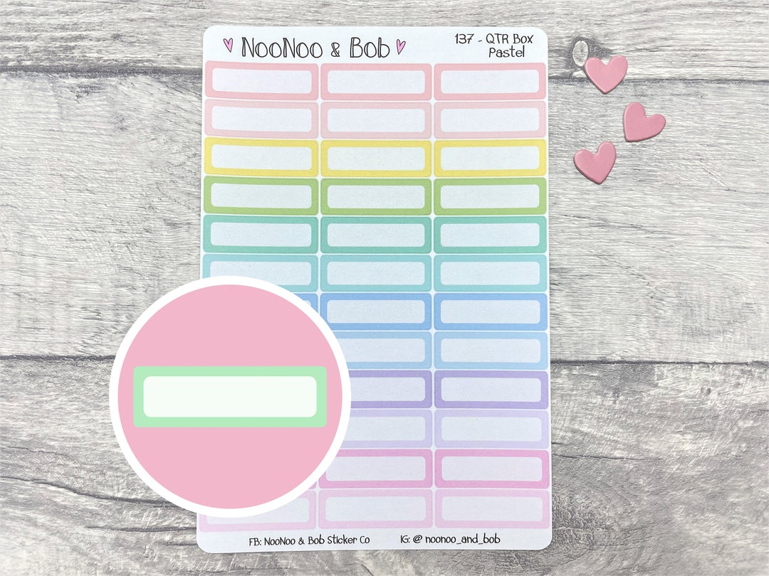 Pastel Rainbow Quarter Box Planner Stickers - Box Planner Stickers ...