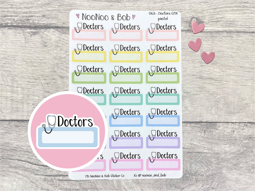 Doctors Pastel Quarter Box Planner Stickers - Doctors Appointment ...