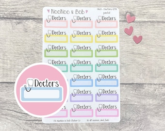 Doctors Pastel Quarter Box Planner Stickers - Doctors Appointment Stickers - Medical Appointment - Health Stickers