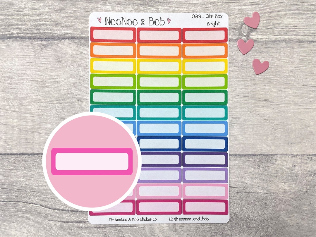 Rainbow Quarter Box Planner Stickers - Box Planner Stickers - QTR Box ...