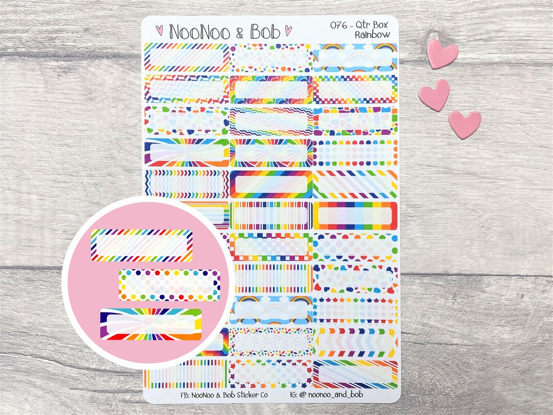 Rainbow Pattern Quarter Box Planner Stickers - Box Planner Stickers ...