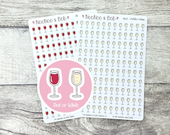 Wine Planner Stickers - Wine Break - Wine Time Stickers - Wine Glass Stickers - Calendar Stickers - UK Planner Stickers