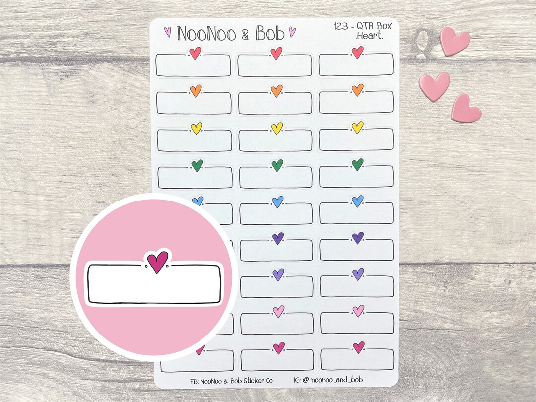 Doodle Heart Quarter Box Planner Stickers - Doodle Planner Stickers ...
