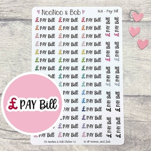 Pay Bill Script Planner Stickers - UK Pound Planner Stickers - Bill Due – Funktionale Planer Stickers