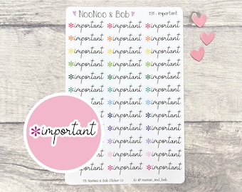 wichtig Planer Aufkleber - Regenbogen Sternchen schwarze Schrift - Header Sticker - Journal Sticker - Funktionaler Planner Sticker
