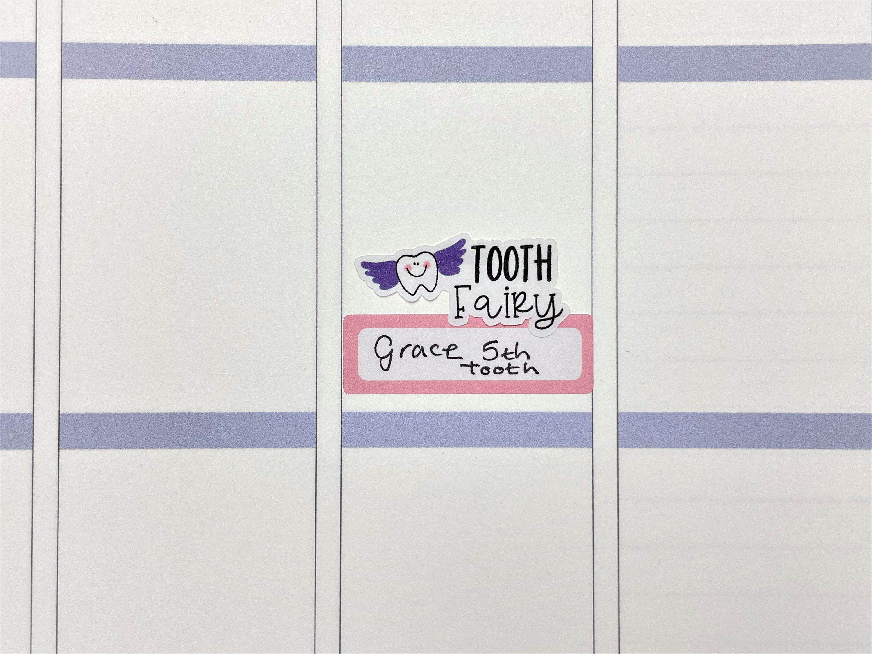 Tooth In Script Tooth Fairy Script Planner Stickers - Tooth Fairy Stickers - Functional ...