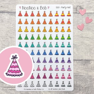 Stickers feestmuts pictogram - stickers verjaardagshoed - feestplannerstickers - dagboekstickers - kalenderstickers