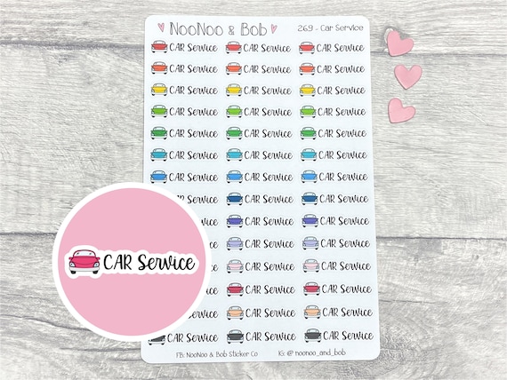 Car Service Planner Stickers - Car Maintenance Stickers - Vehicle Maintenance Stickers -  UK Planner Stickers - Functional Planner Stickers