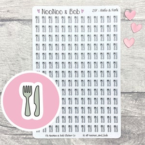 Stickers maaltijdplanning mes en vork - stickers maaltijdplanner - pictogram mes en vork - voedselstickers - voedseltracker- dagboekstickers