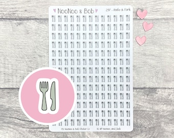 Knife & Fork Meal Planning Stickers - Meal Planner Stickers - Knife and Fork Icon - Food Stickers - Food Tracker- Journal Stickers