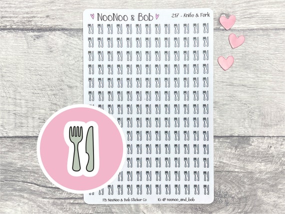 Knife & Fork Meal Planning Stickers - Meal Planner Stickers - Knife and Fork Icon - Food Stickers - Food Tracker- Journal Stickers