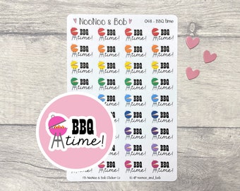 BBQ Time Script Planner Stickers - Barbeque Planner Stickers - Functional Planner Stickers