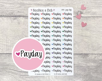 Payday Planner Stickers - Rainbow heart Stickers - Header stickers - Journal Stickers - Functional Planner Stickers