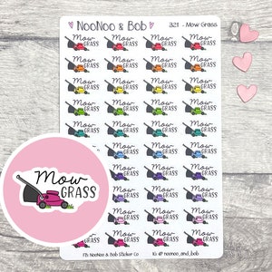 Gras maaien Plannerstickers - Tuinieren Plannerstickers - Huishoudelijk werk Stickers - Functionele Planner Stickers