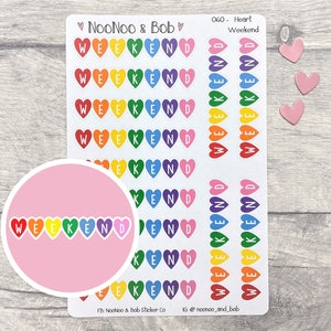 Adesivi per agenda con scritta Weekend a forma di cuore arcobaleno, adesivi per striscioni del fine settimana, adesivi per intestazione del fine settimana, adesivi per pianificatori funzionali