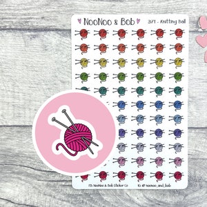 Knitting Ball Icon Planner Stickers - Strickende Planer Aufkleber - Woll-Sticker - Funktionale Planner Sticker