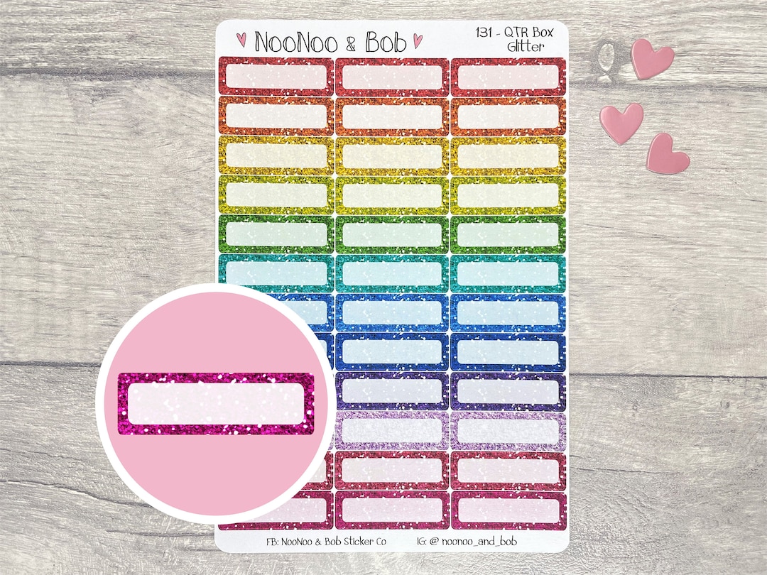 Glitter Rainbow Quarter Box Planner Stickers - Functional Planner ...