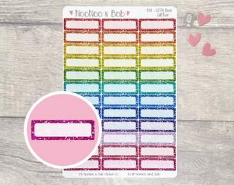 Glitzer Regenbogen Viertelbox-Planeraufkleber - Funktionale Planeraufkleber - Viertelboxaufkleber - Journalaufkleber
