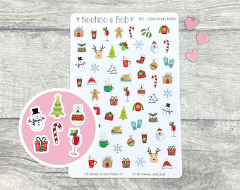 Christmas Icon Planner Stickers - Festive Days Planner Stickers - UK Planner Stickers - Journal Stickers - Functional Planner Stickers