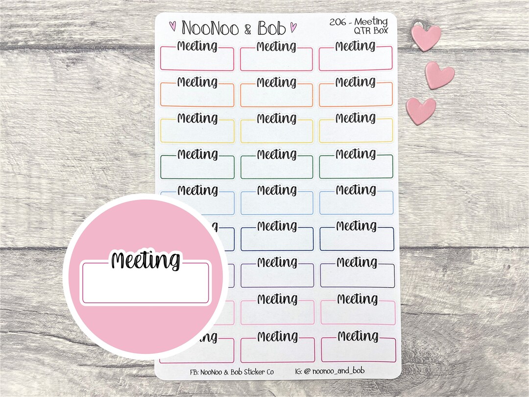 Meeting Quarter Box Planner Stickers - Work Stickers - Journal Stickers ...