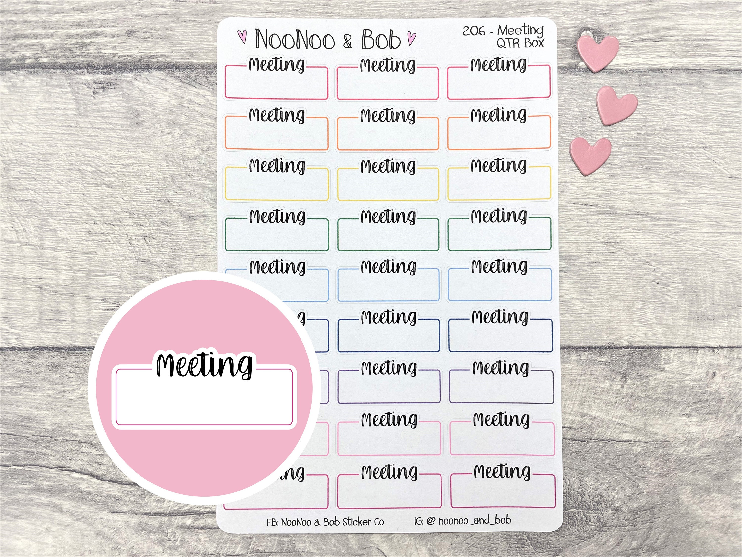 Meeting Quarter Box Planner Stickers - Work Stickers - Journal Stickers ...