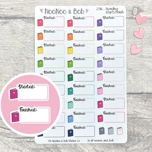 Adesivi per planner con scatola di lettura iniziata/finita - Adesivi per planner di lettura - Adesivi per planner con scatola di libri - Adesivi per planner funzionali